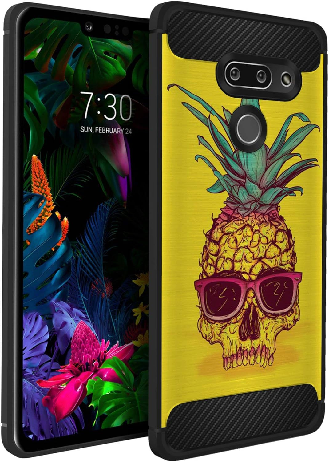 Casesondeck Case Compatible with LG G8 Thinq/Lg G8 - Soft Fitted Flexible TPU Cover Shock Protection (Dont Tread on Me)  CasesonDeck Pineapple Skull  
