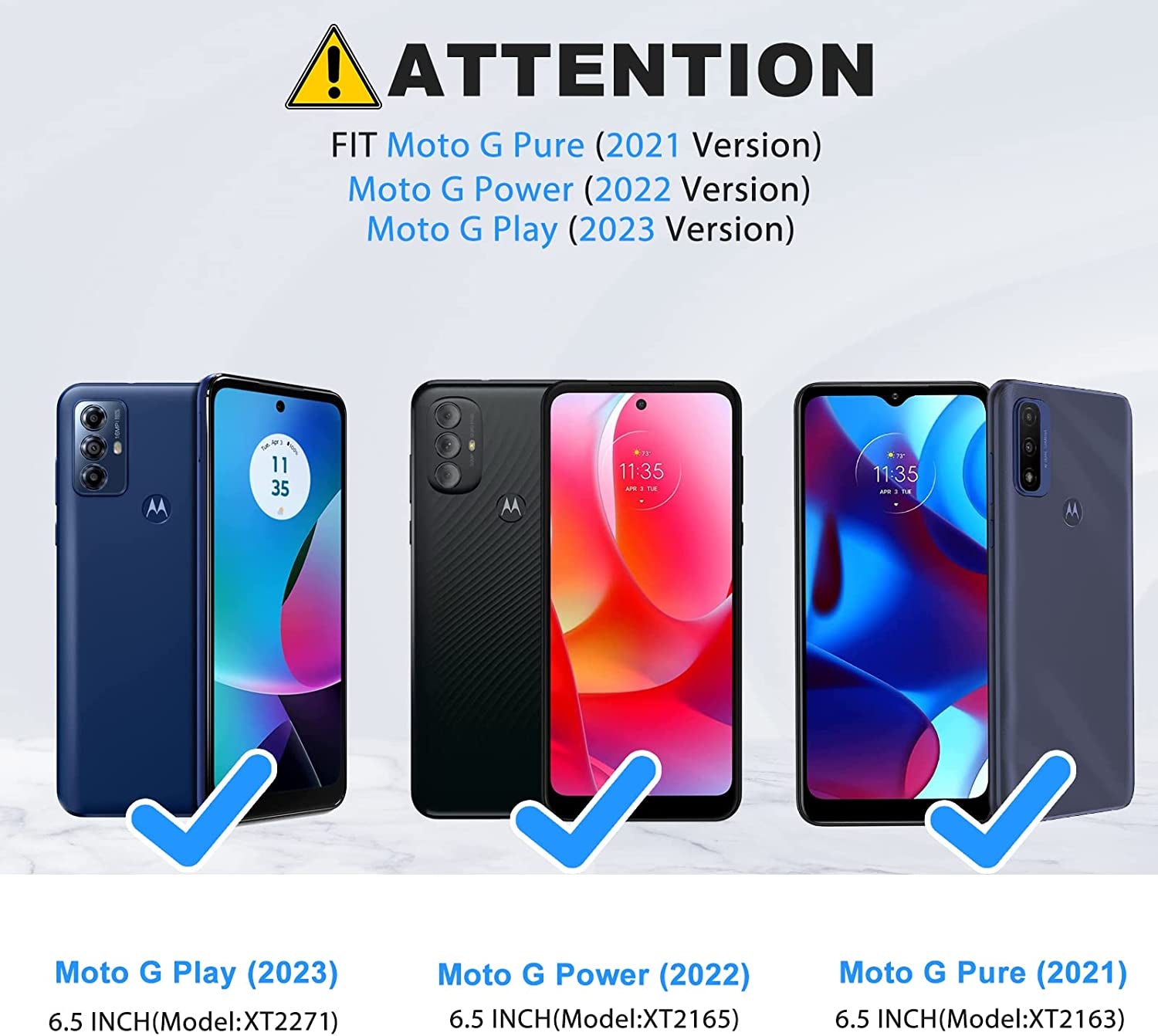 For Motorola Moto G Play 2023 | G Power 2022 | G Pure 2021 Case: with 2 Pack Tempered Screen Protector & Built in 360° Adjustable Ring Kickstand Shockproof Protection Soft TPU Silicone Phone Cover  TUNKARMOR   