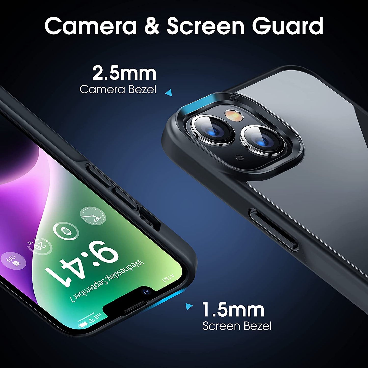 CASEKOO Crystal Clear for Iphone 14 Case & Iphone 13 Case, [Not Yellowing] [Military Grade Drop Protection] Shockproof Protective Phone Case 6.1 Inch 2022 Black  CASEKOO   