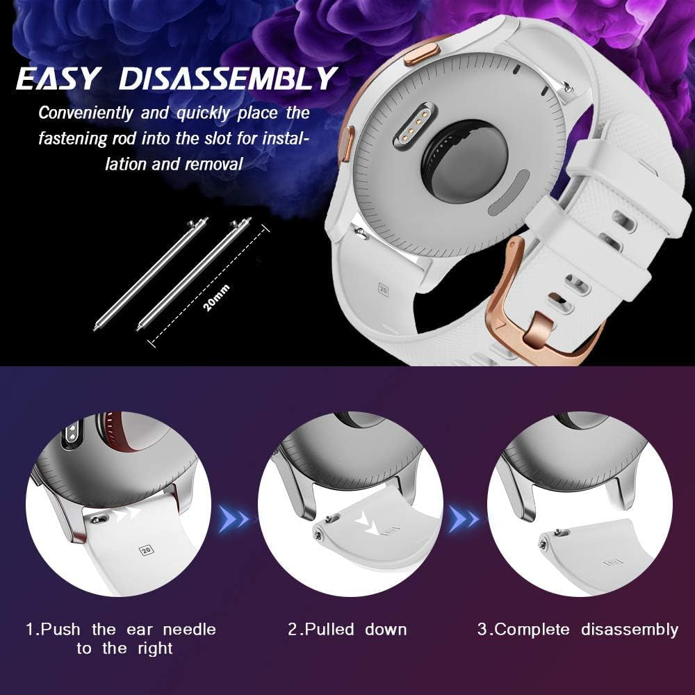 Notocity for Garmin Venu/Venu 2 Plus/Venu Sq/Venu Sq 2/ Vivoactive 3 Watch Band, 20Mm Quick Release Silicone Strap for Forerunner 245/645, Vivoactive HR, Approach S40/S42  NotoCity   