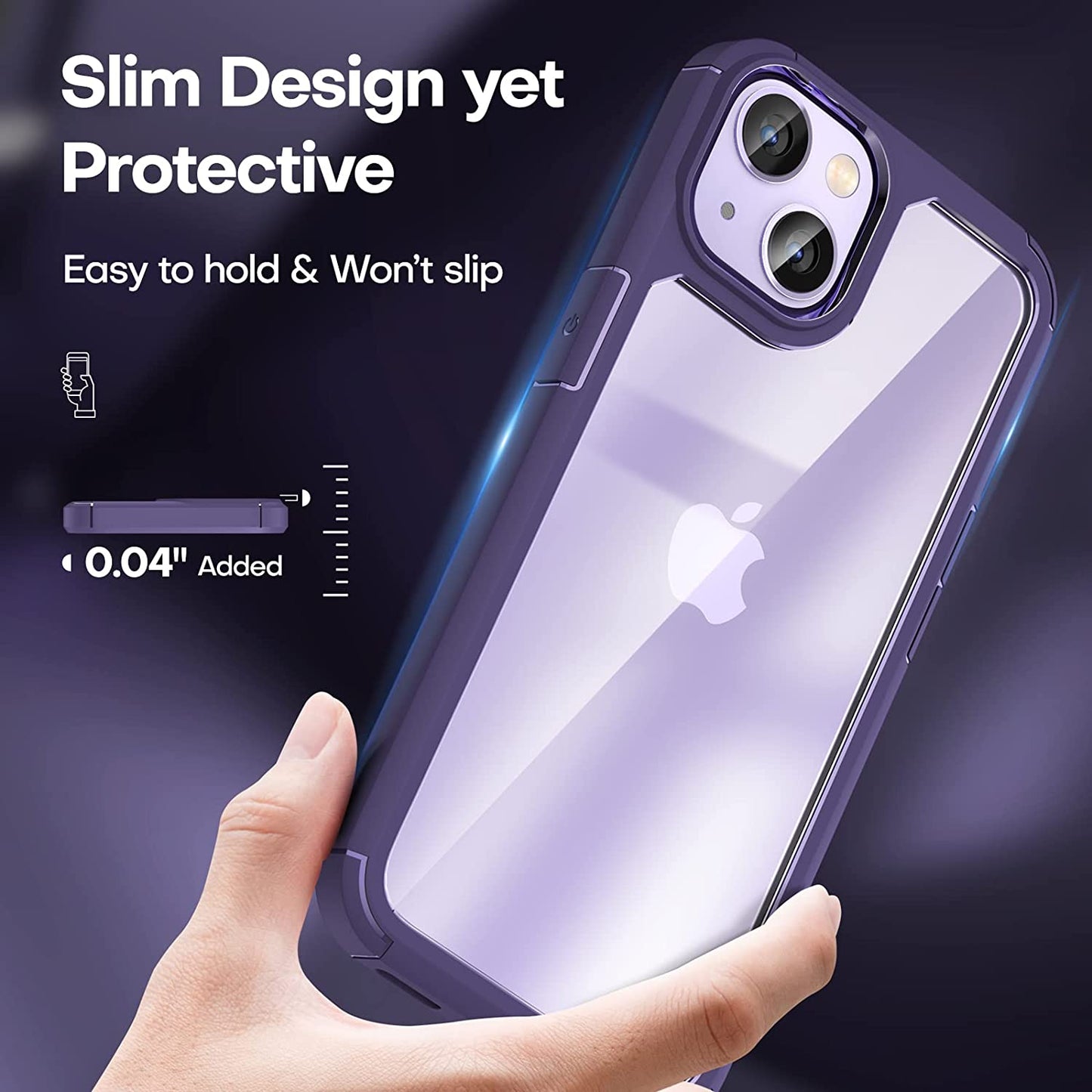 TAURI 5-In-1 for Iphone 14 Case, [Not Yellowing] with 2 Screen Protector + 2 Camera Lens Protector, [Military Drop Protection] Shockproof Slim Phone Case for Iphone 14 6.1 Inch-Purple  TAURI   