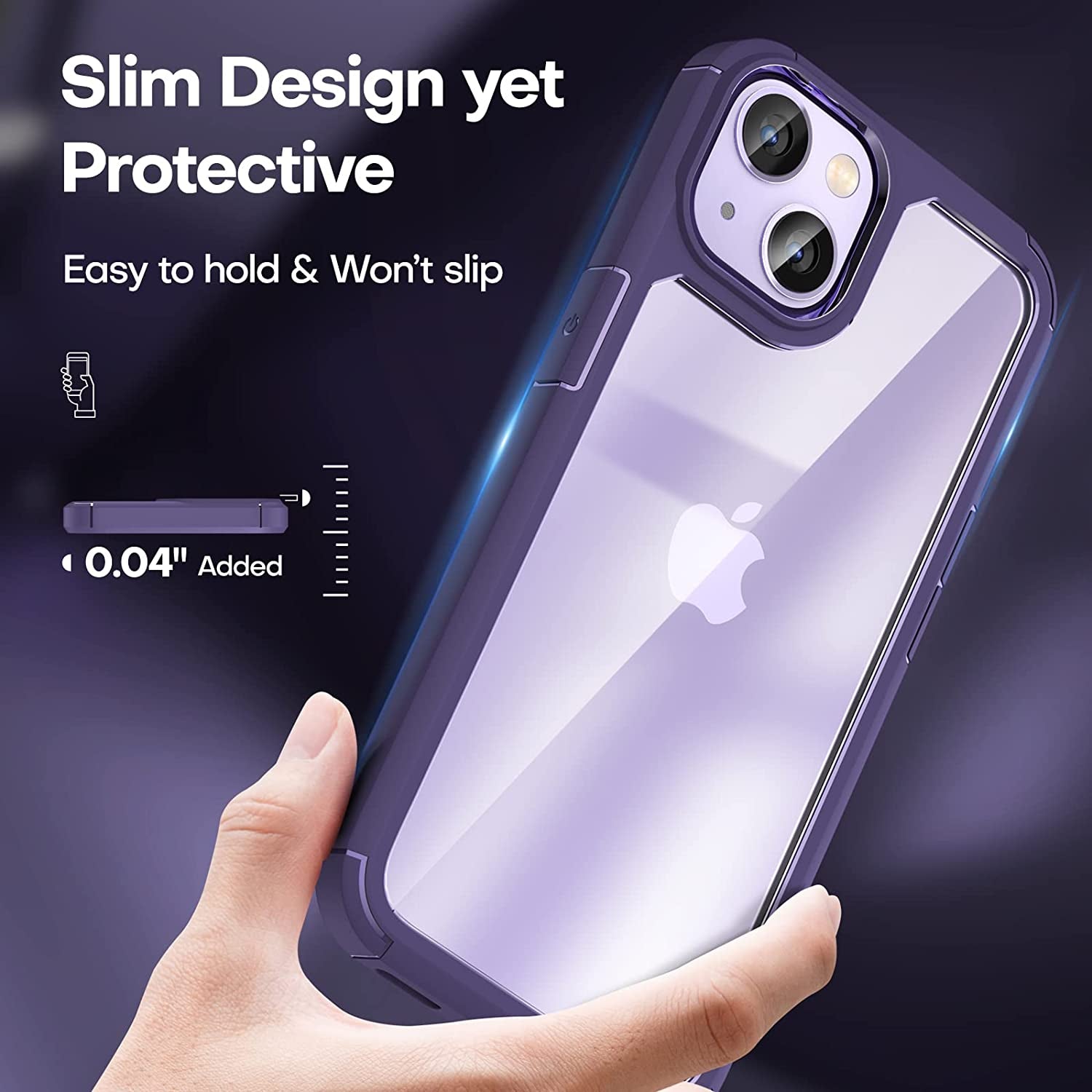 TAURI 5-In-1 for Iphone 14 Case, [Not Yellowing] with 2 Screen Protector + 2 Camera Lens Protector, [Military Drop Protection] Shockproof Slim Phone Case for Iphone 14 6.1 Inch-Purple  TAURI   