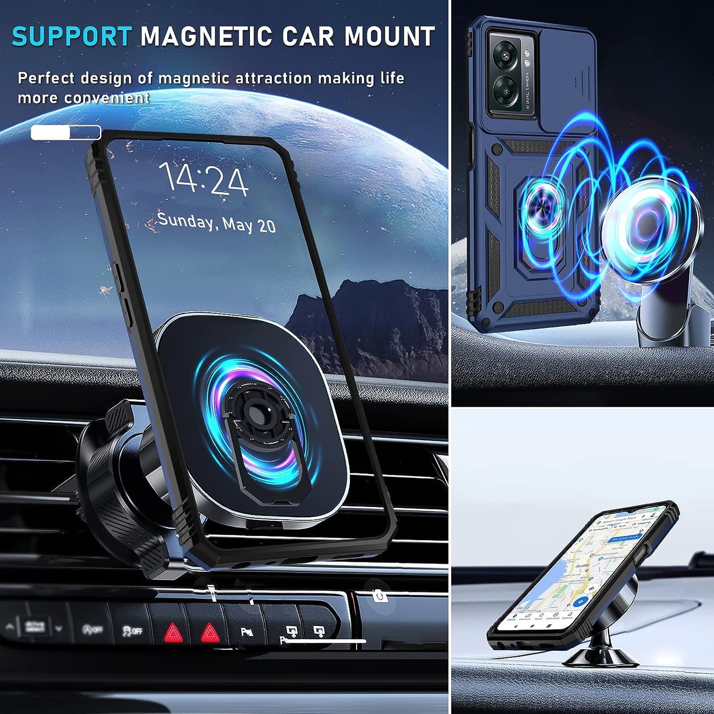 Janmitta Oneplus Nord N300 5G Case Built in Slide Camera Lens Cover and Screen Protector,Heavy Duty Shockproof Full Body Protective Phone Cover,Built in Finger Ring Stable Holder Kickstand,2022 Blue  Janmitta   