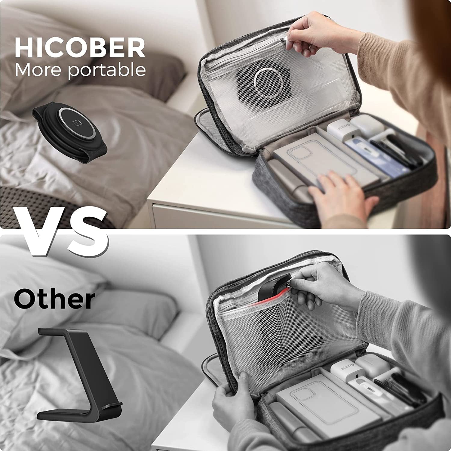 3 in 1 Charging Station for Apple Multiple Devices, Hicober Travel Wireless Charger for Magsafe Charger Foldable Stand Compatible for Apple Watch/Iwatch/Airpods/For Iphone 14 13 12 Pro Max Black  Dongguan weizhichuang Technology Co., Ltd   