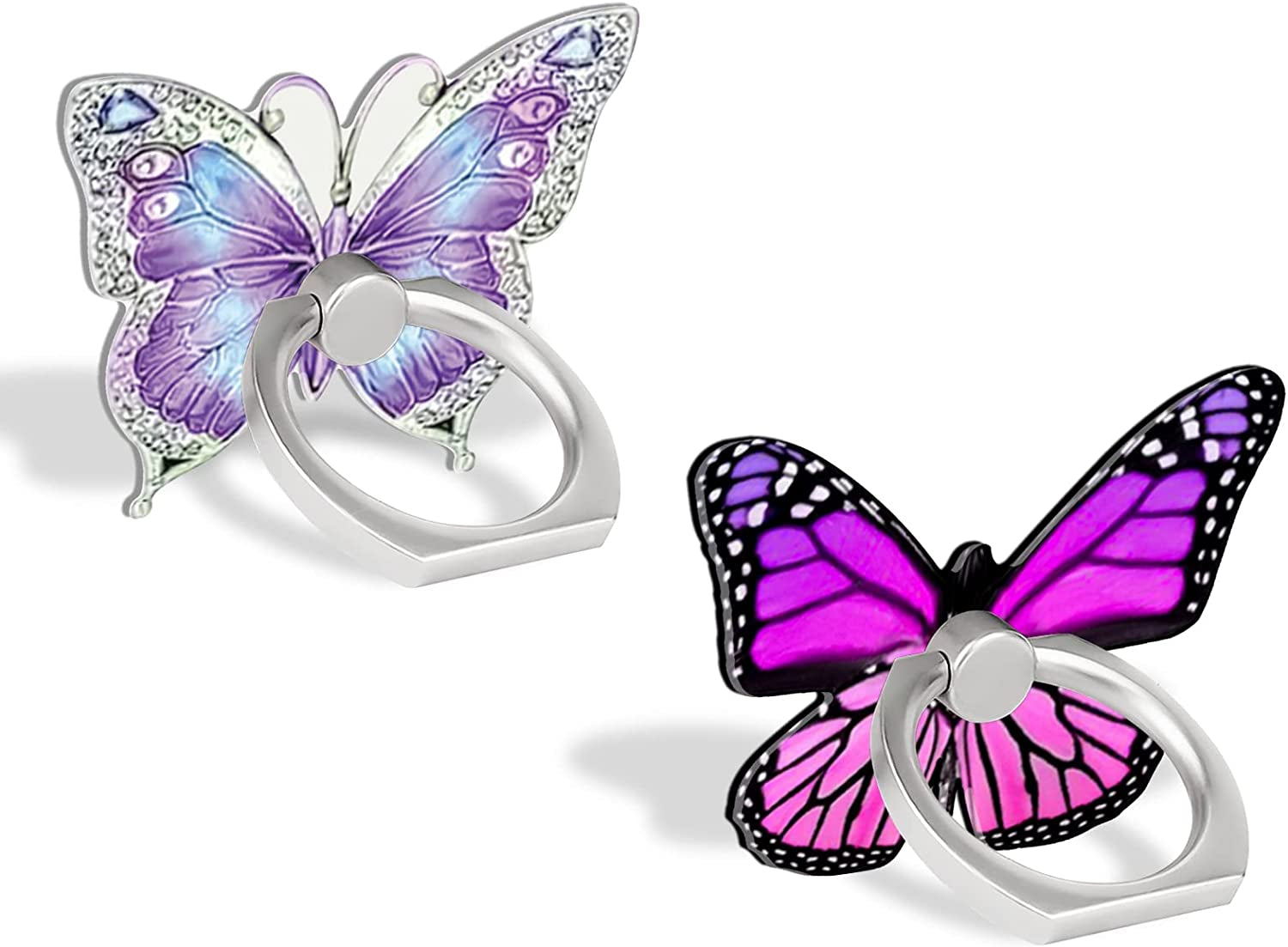 BF2JK Cell Phone Butterfly Finger Ring Holder 360 Degree Rotation Metal Ring Grip for Iphone Samsung Galaxy All Smartphone Mobile Cute Accessories（Blue Dark Blue）  BF2JK P8  