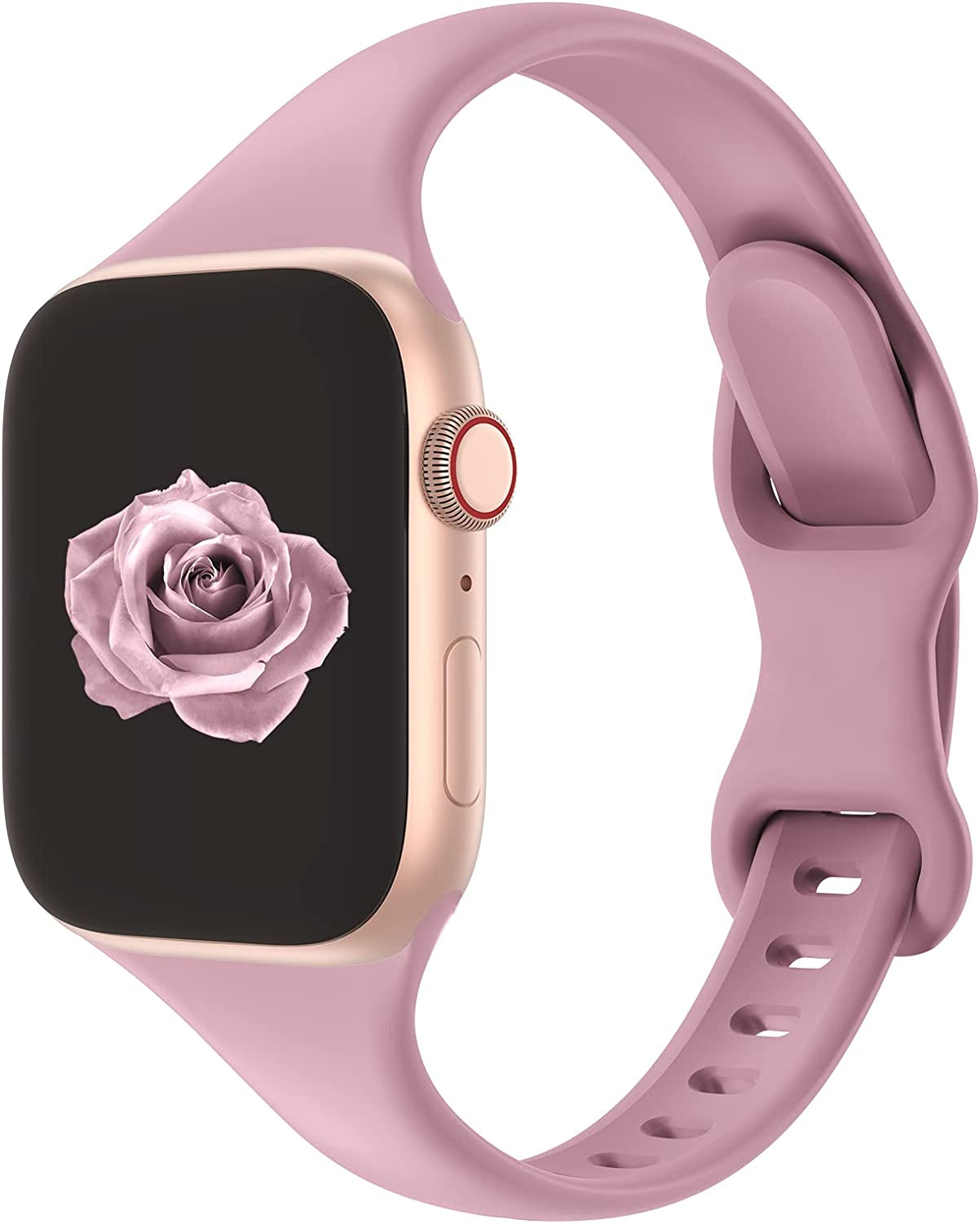 Acrbiutu Bands Compatible with Apple Watch 38Mm 40Mm 41Mm 42Mm 44Mm 45Mm 49Mm, Slim Thin Narrow Replacement Silicone Sport Strap Wristbands for Iwatch Series Ultra 8/7/6/5/4/3/2/1 SE Women Men  Acrbiutu A,Cinnamon Powder 38/40/41mm 