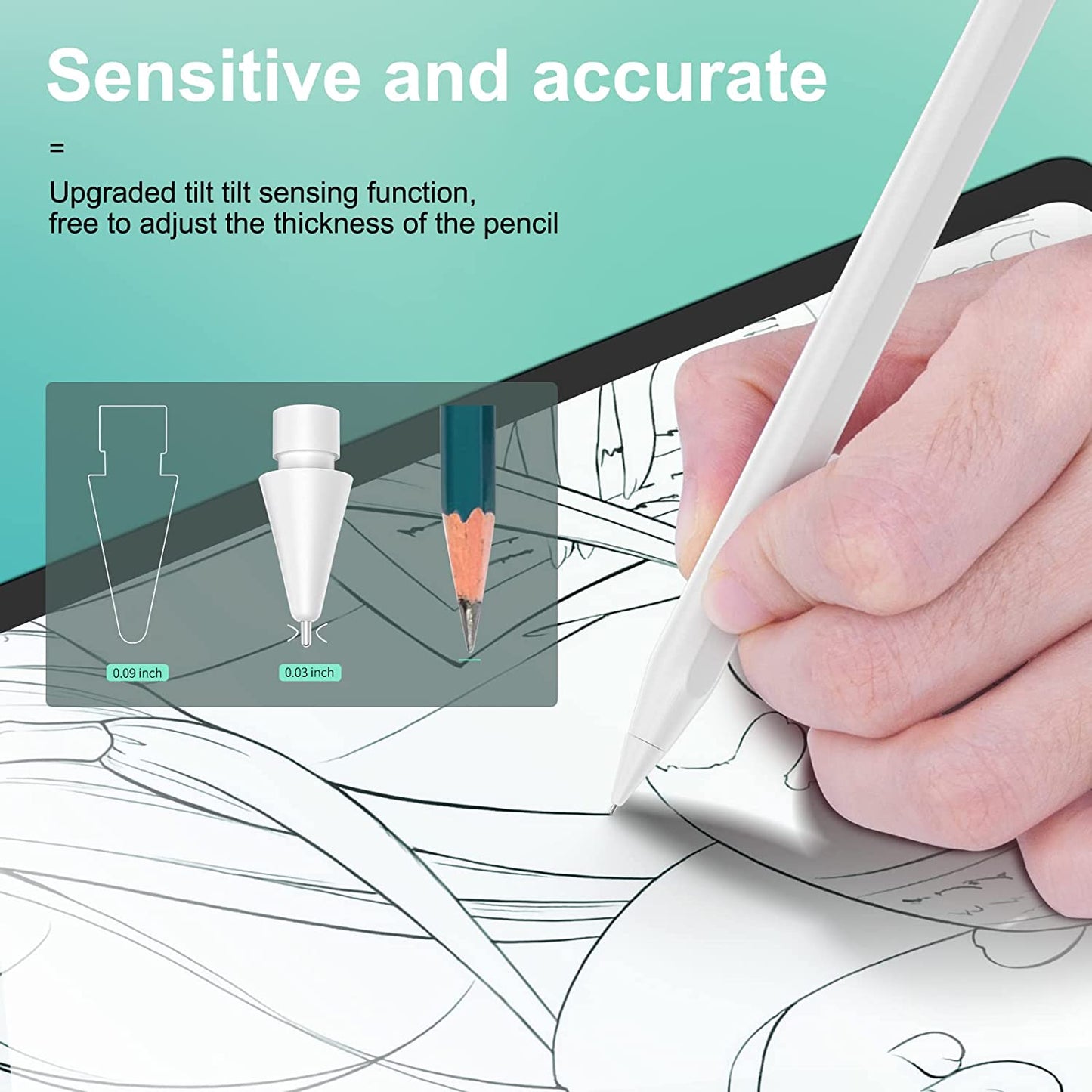 6 Pack [Pen Like] Pencil Tips for Apple Pencil 1St 2Nd Generation Replacement Nibs No Wear Out Durable Fine Point Tip Compatible for Apple Pen White  KESHOW   