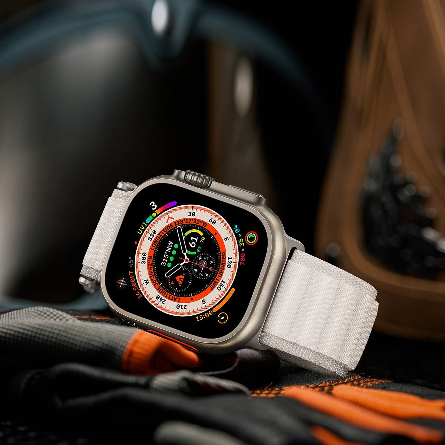 HITZEE Compatible with Apple Watch Band 49Mm 45Mm 44Mm 42Mm, Nylon Braided Loop Bands Adjustable Sport Strap Designed for Apple Watch Ultra Series 8 7 SE 6 5 4 3 2 1, Starlight, L  HITZEE   