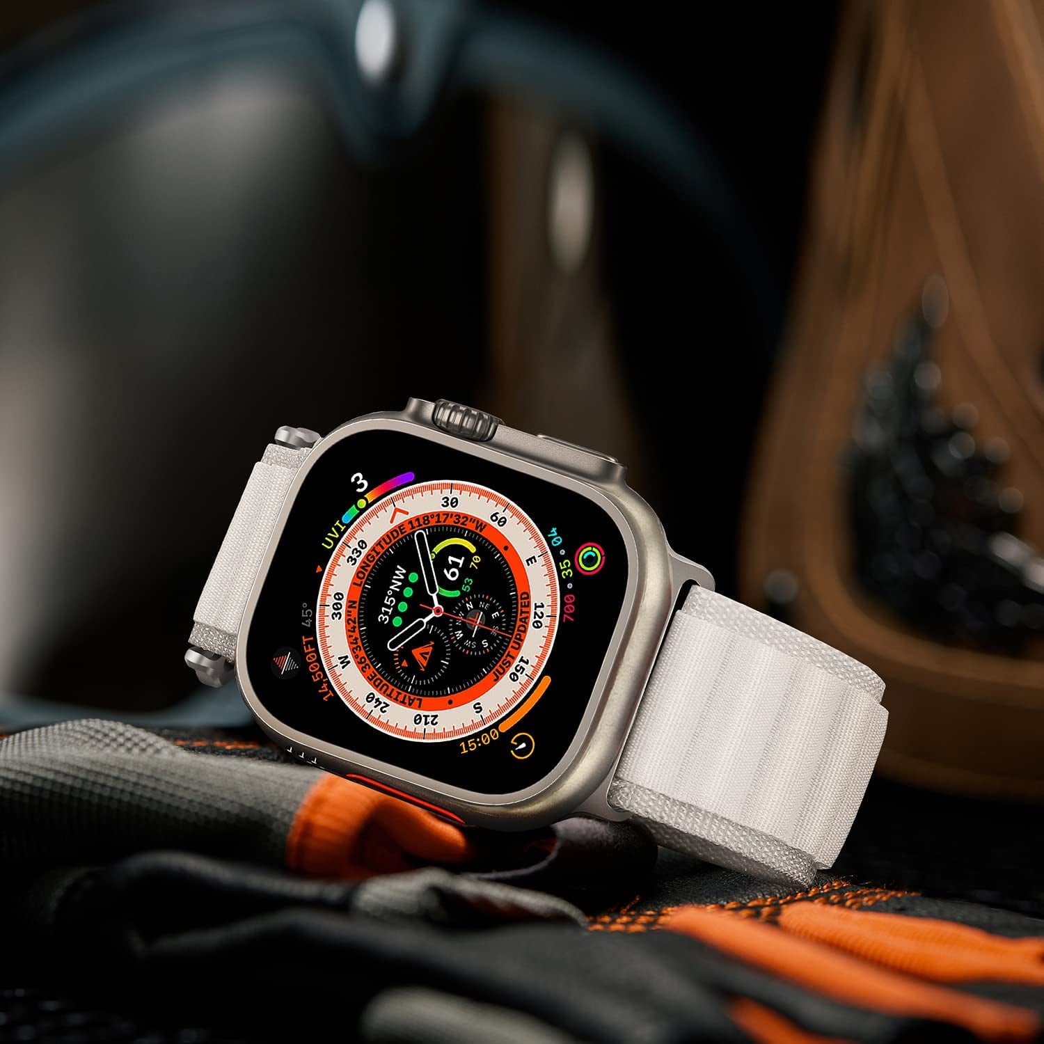 HITZEE Compatible with Apple Watch Band 49Mm 45Mm 44Mm 42Mm, Nylon Braided Loop Bands Adjustable Sport Strap Designed for Apple Watch Ultra Series 8 7 SE 6 5 4 3 2 1, Starlight, L  HITZEE   