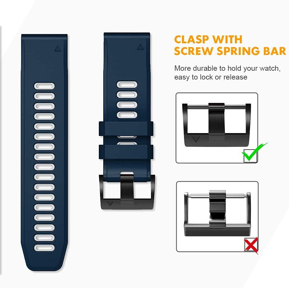 Notocity Compatible with Fenix 6 Pro Watch Band for Fenix 6/Fenix 5/Fenix 5 Plus/Fenix 7/Forerunner 935/Forerunner 945/Approach S60/Quatix 5(Dark Blue-White)  NotoCity   