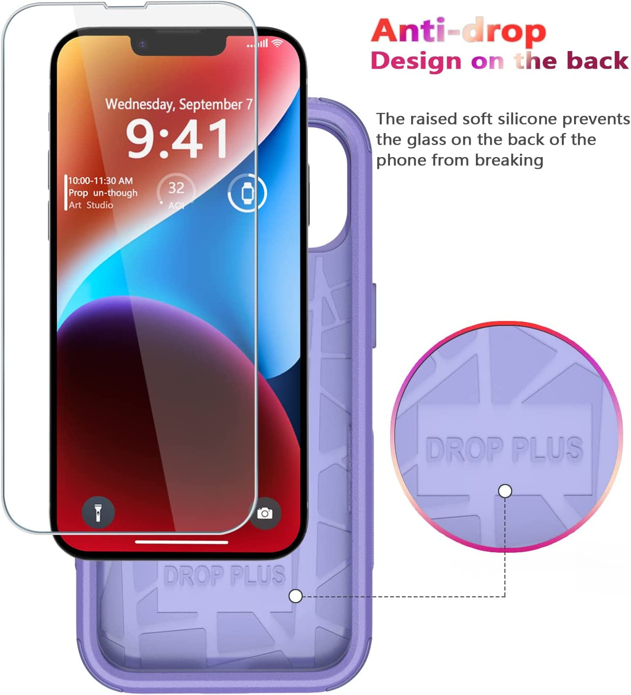Diverbox for Iphone 14 Case [Shockproof] [Dropproof] [Tempered Glass Screen + Camera Lens Protector],Heavy Duty Protection Phone Case Cover for Apple Iphone 14 (Purple)  Diverbox   