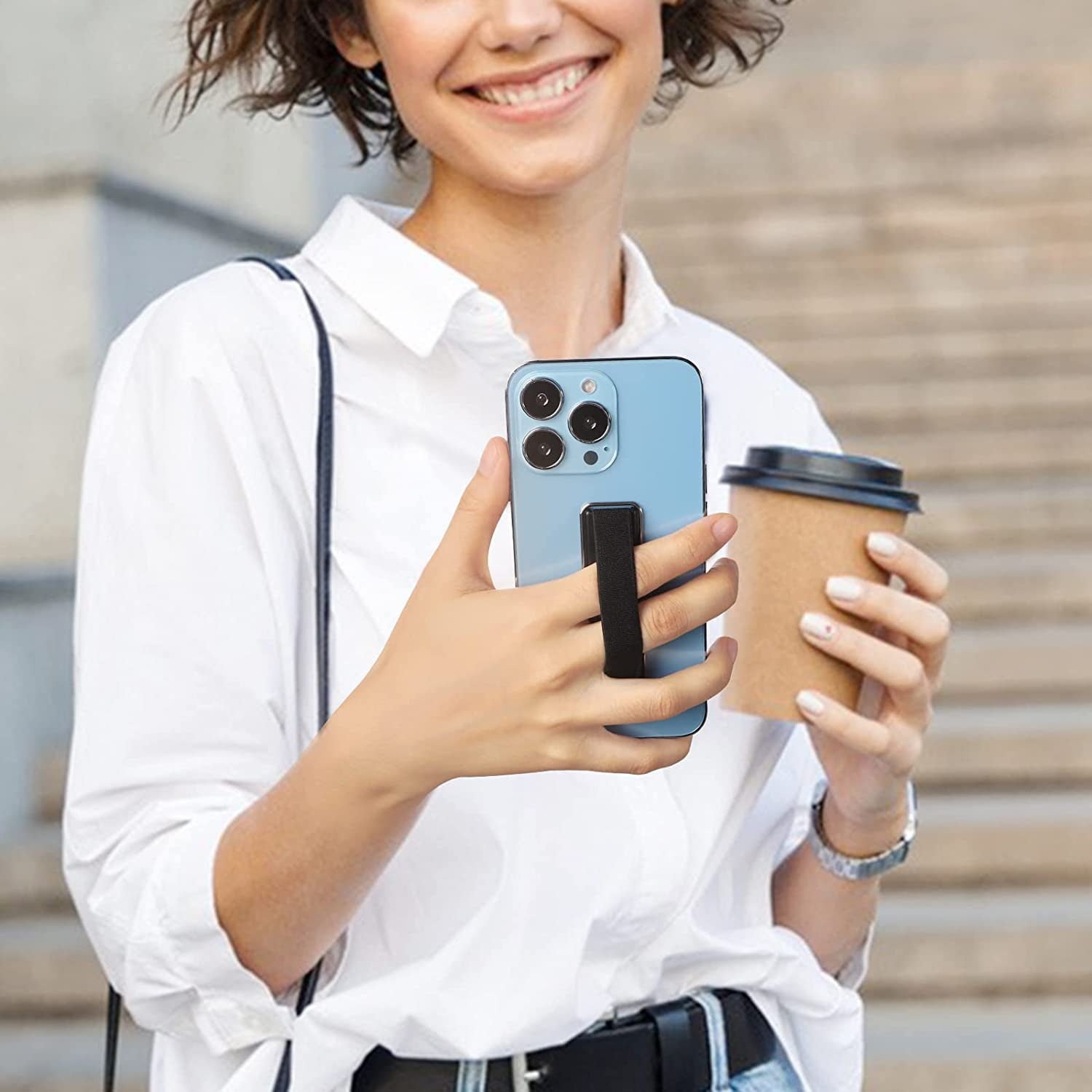 Phone Strap, CISID 4 Pcs Phone Finger Holder Back of Phone Grip with Stand Suitable for Iphone Samsung and Most Smartphones(Black Black Silver Rose Gold 4PCS)  GZ LW Shanshui PIJU   