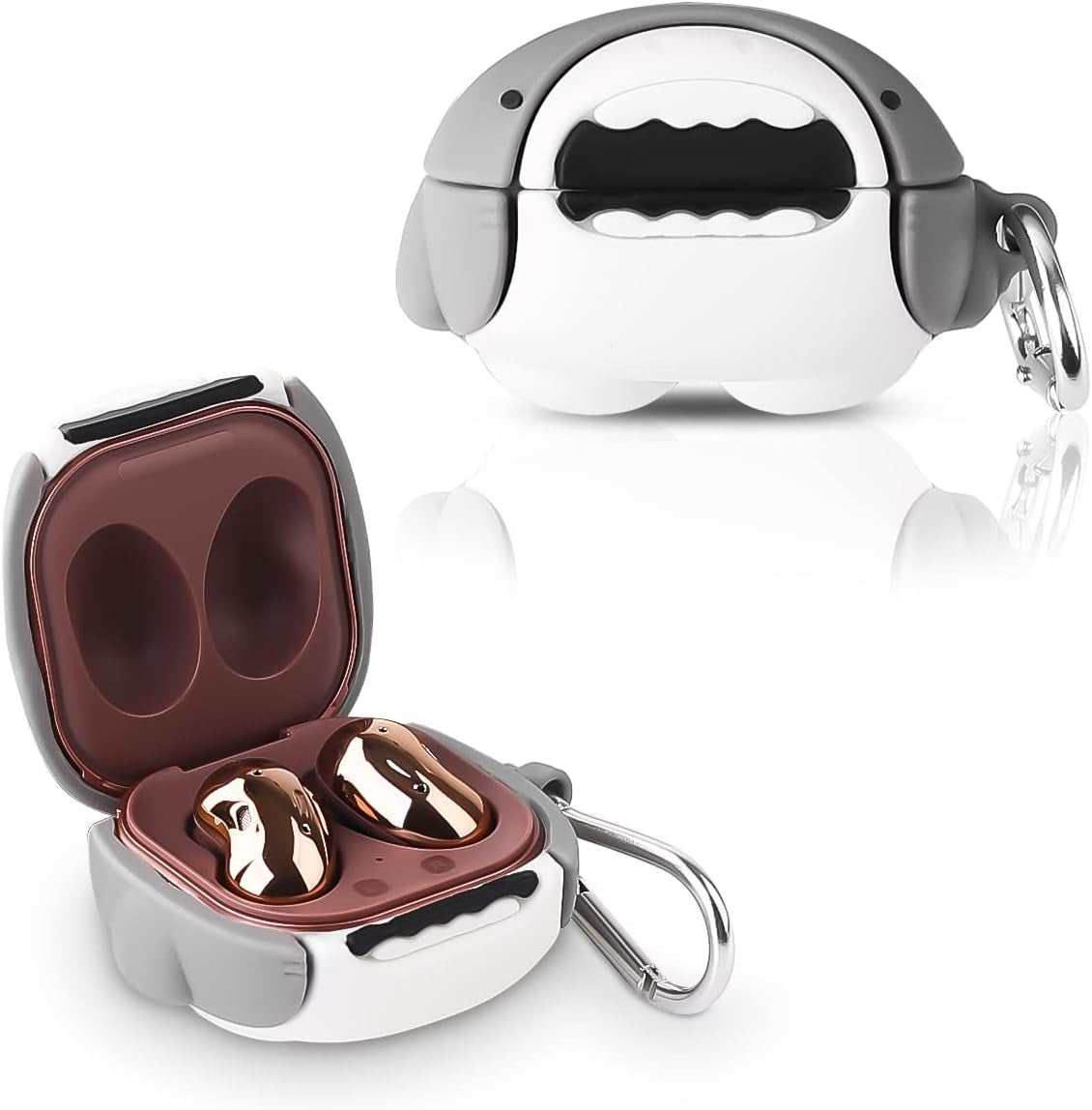 Fit Designed for Samsung Galaxy Buds2 Pro (2022) /Galaxy Buds 2 (2021) /Galaxy Buds Live (2020) /Galaxy Buds Pro (2021), Suublg Silicone Charging Case Protection Cover with Keychain  Suublg Shark  