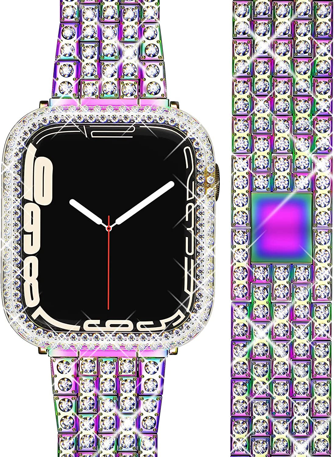 QVLANG Compatible Apple Watch Band Ultra 49Mm, Bling Series Band for Women + Diamond Rhinestone Case, Stainless Steel Metal Bracelet Strap for Iwatch Ultra (Silver, 49Mm)  QVLANG Colorful 42 mm 