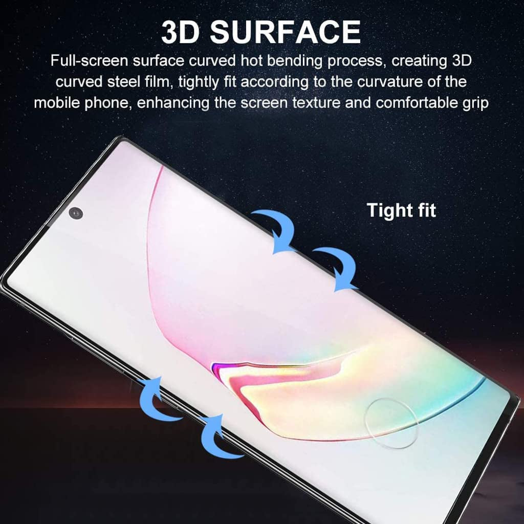 Micger Galaxy Note 10+ plus Screen Protector【2+2 Pack】 2 Pack Camera Lens Protector Easy Installation, 3D Glass 9H Hardness Tempered Glass Screen Protector for Samsung Galaxy Note 10 Plus  Micger   