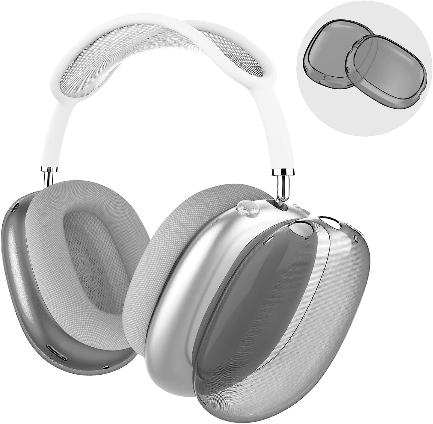 Foweroty Case Cover for Airpods Max, Soft TPU Clear Anti-Scratch Protective Cover for Airpod Max, Transparent Accessories Skin Protector for Airpods Max Headphones (Clear)  Foweroty Clear Black  