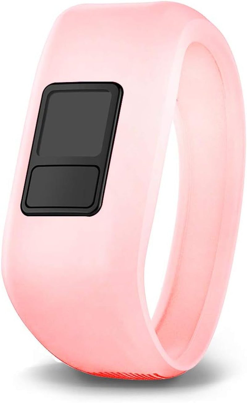 Ibrek for Garmin Vivofit Jr/Jr 2/3 Bands, Silicon Stretchy Replacement Watch Bands for Kids Boys Girls Small Large(No Tracker) (3 Pack: Transparent Pink&Teal&Lavender, Small)  iBREK Phosphorescent Pink Small 