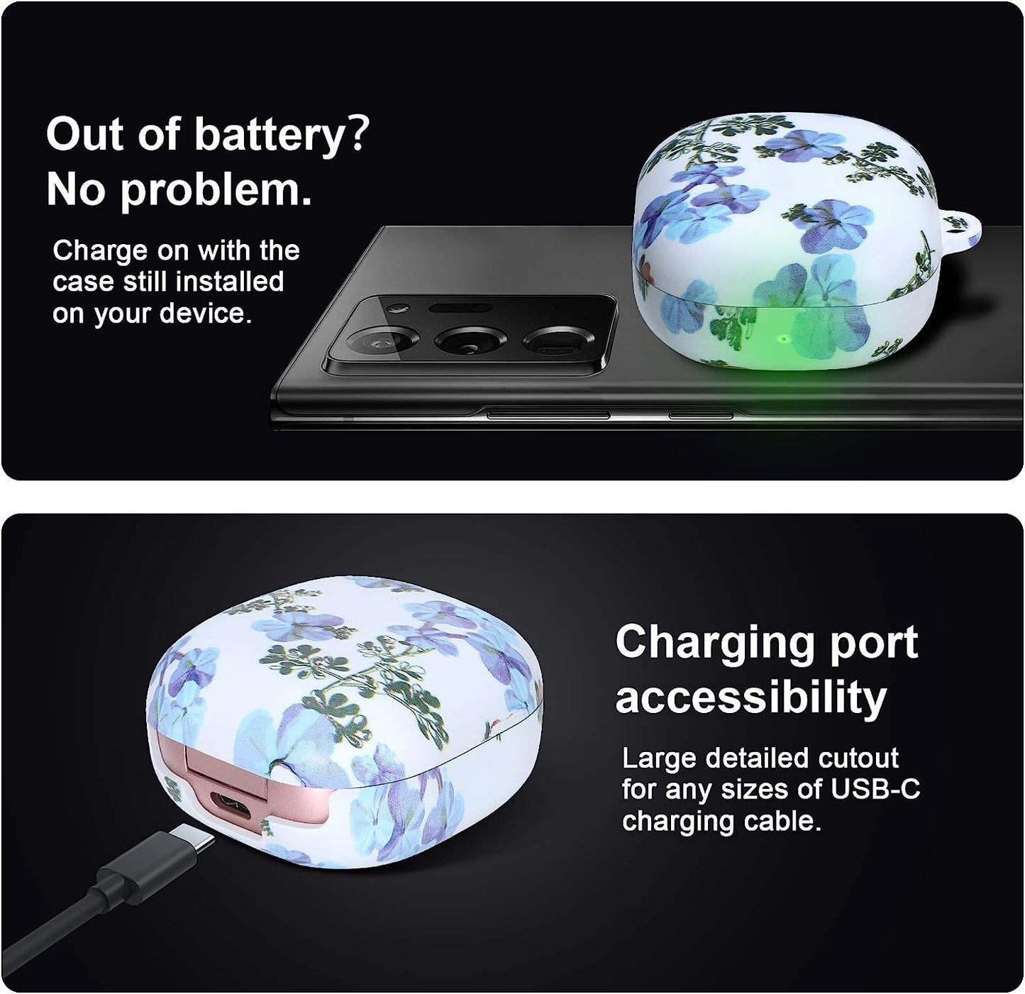 PC Plastic Hard Shell Case Cover for Galaxy Buds Live 2020/Galaxy Buds Pro 2021With Carabiner Anti-Lost & Shockproof Skin Accessories Compatible 2021 Latest Samsung Galaxy Buds 2 (Petal-Blue)  ANKASI   