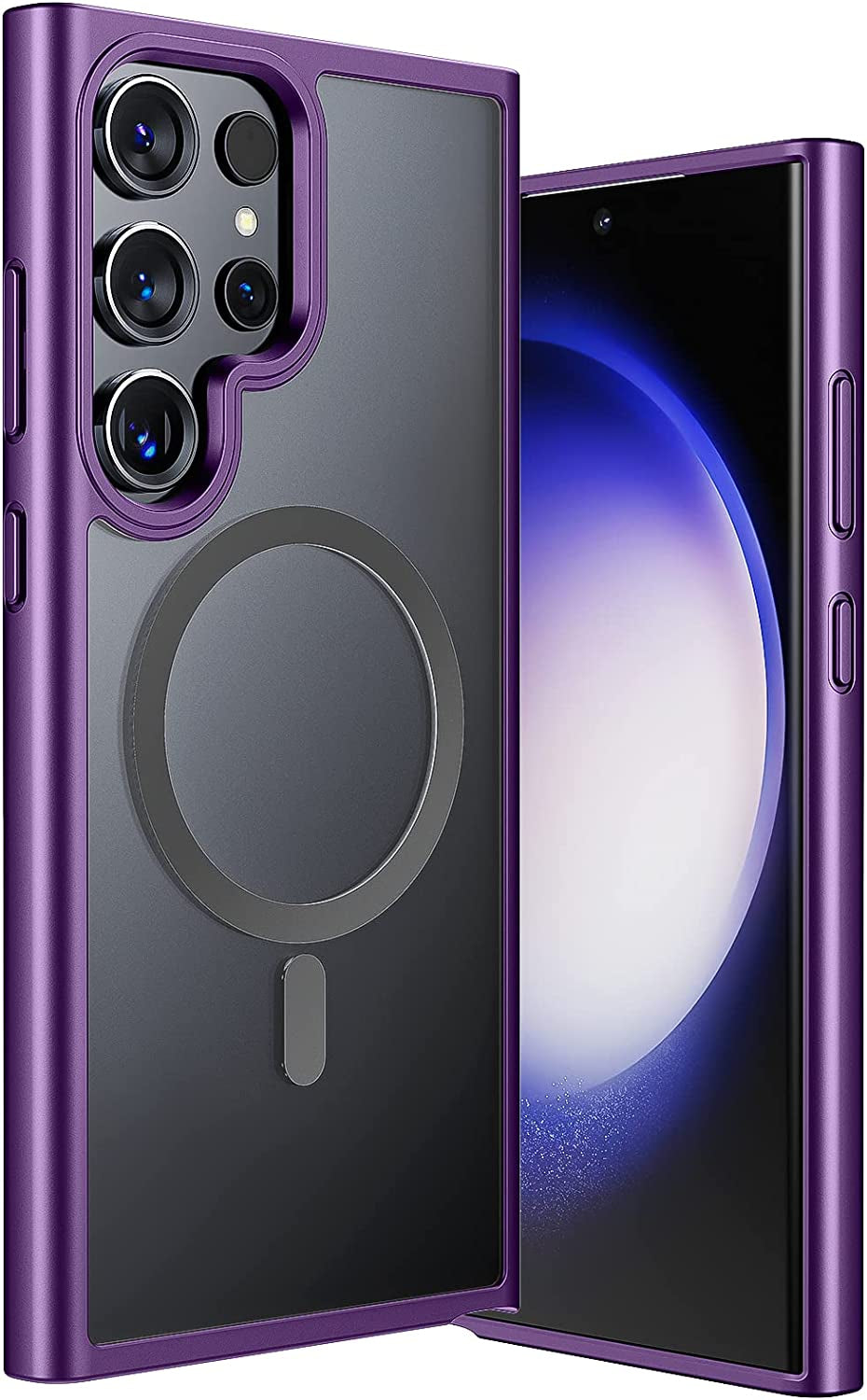 ANNGELAS Magnetic Phone Case Compatible with Samsung Galaxy S23 – Shockproof Cell Phone Case Works with Wireless Charging, Magsafe Card Wallet – Sleek Protective Case – Matte Black  ANNGELAS Matte purple Samsung Galaxy S23 Ultra,6.8 inch 