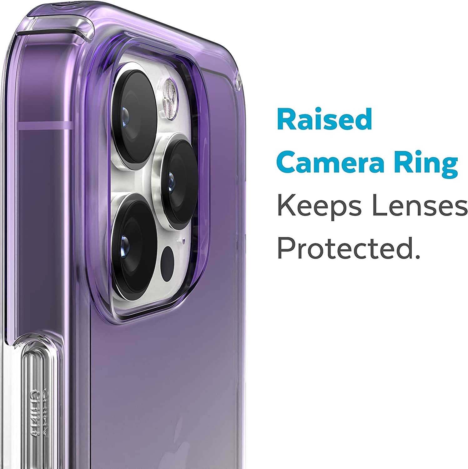 Speck Clear Iphone 14 Pro Case - Drop Protection, Scratch Resistant Dual Layer Slim Phone Case for 6.1" Iphone 14 Pro - Anti-Yellowing & Anti-Fade Case - Ombre Amethyst Purple Fade/Clear Gemshell  Speck Products   