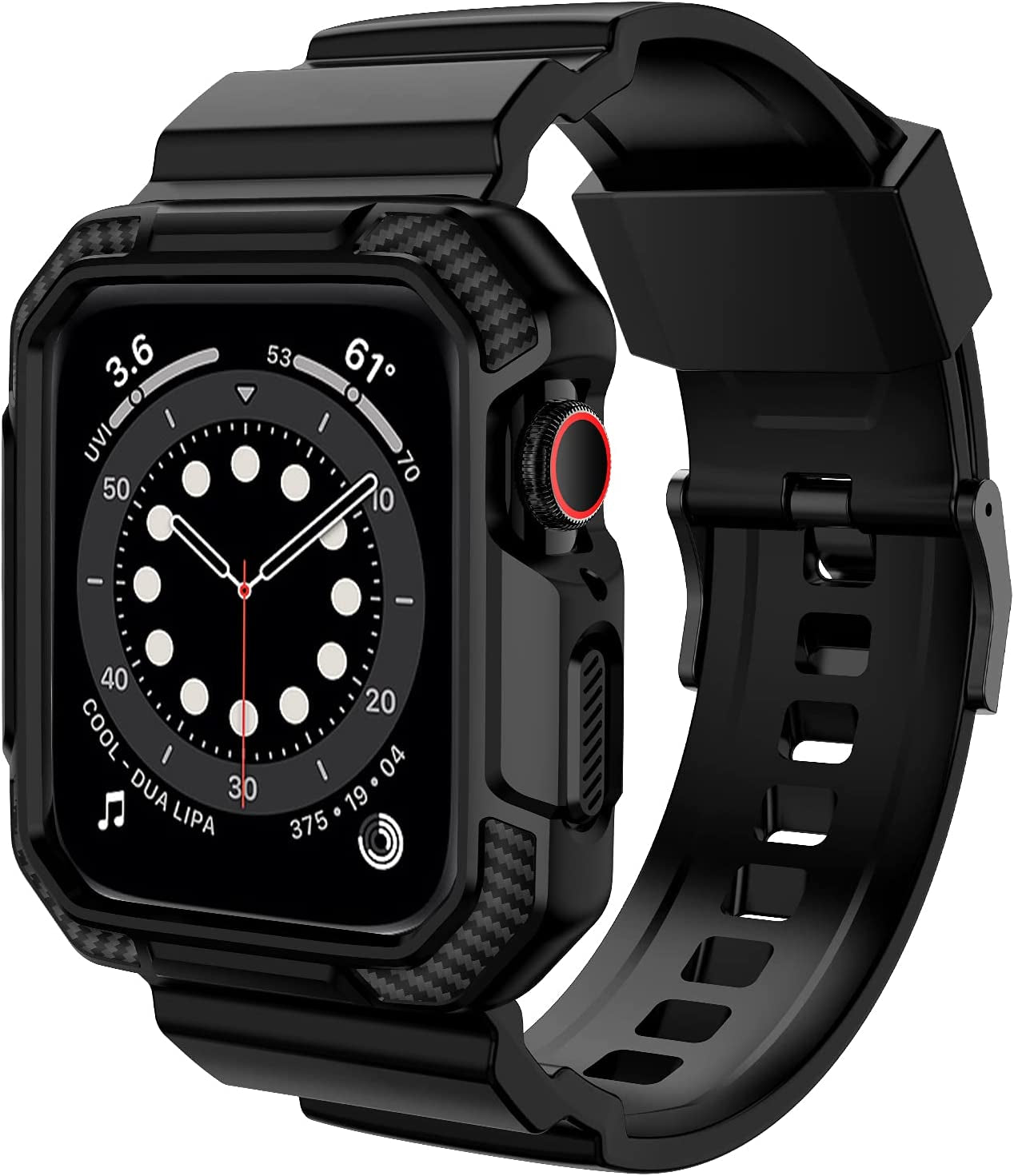 OROBAY Compatible with Apple Watch Band 45Mm 44Mm 42Mm with Case, Shockproof Rugged Band Strap for Iwatch SE SE2 Series 8/7/6/5/4/3/2/1 45Mm 44Mm 42Mm with Bumper Case Cover Men Women, Matte Black  OROBAY   