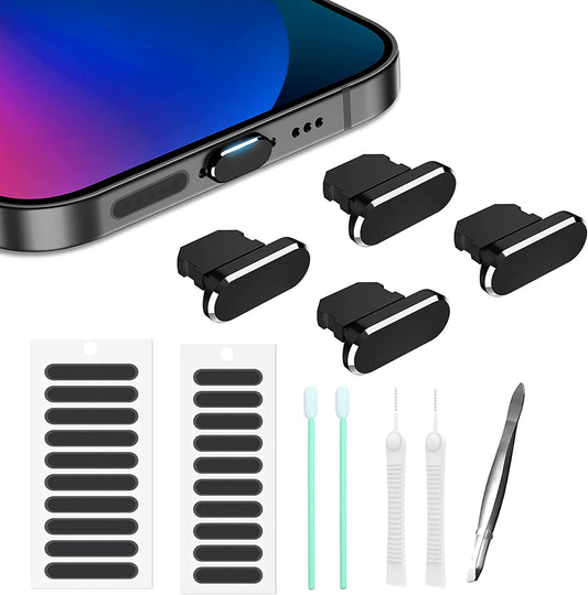 Gavemi Iphone Dust Plug Compatible with Iphone and Airpods, Lightning Port Plug Protector Charging Port anti Dust Cover Includes Speaker Cover (Black)  Bstq   