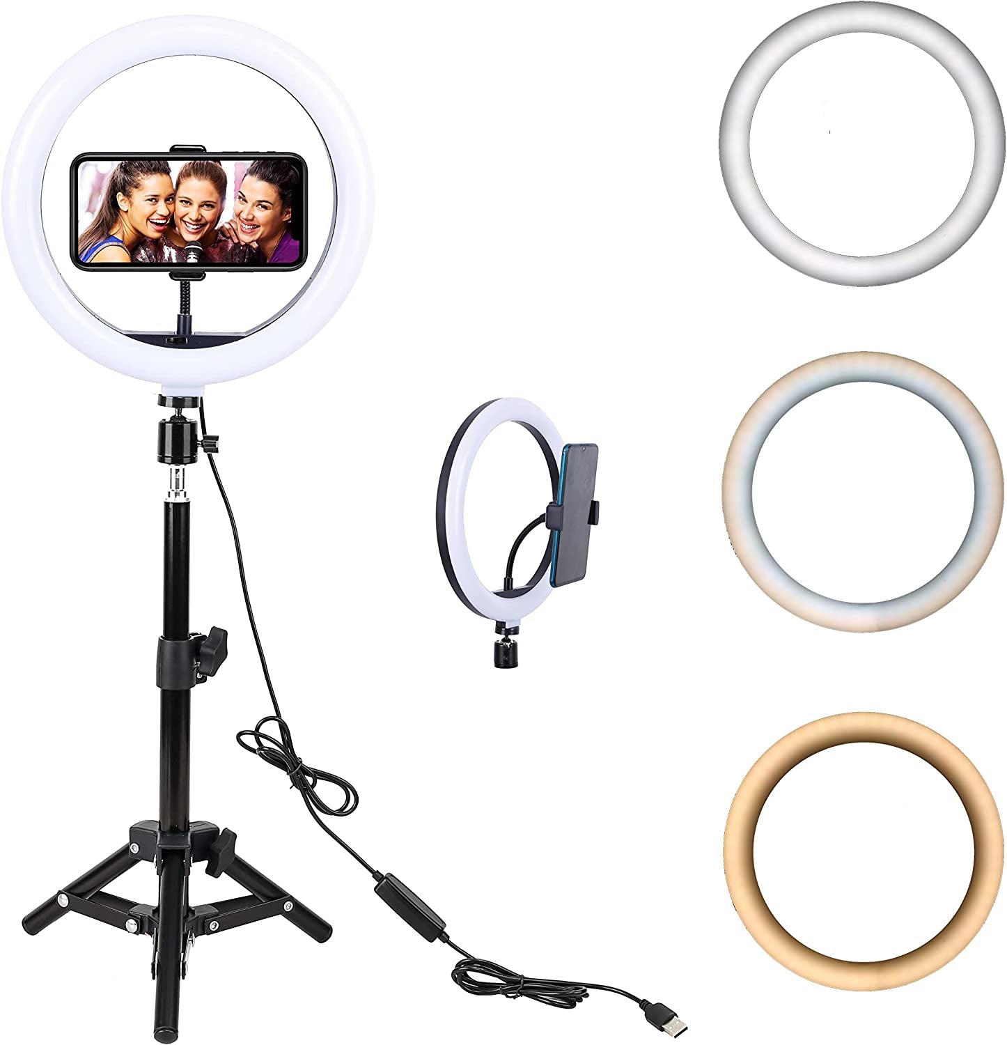 Zomei 10" Selfie LED Ring Light with Tripod Stand &Cell Phone Holder for Live Stream/Makeup/Youtube Video,Dimmable Beauty Mini Camera Photography Ringlight for Iphone Xs Max XR Android  ZOMEi   
