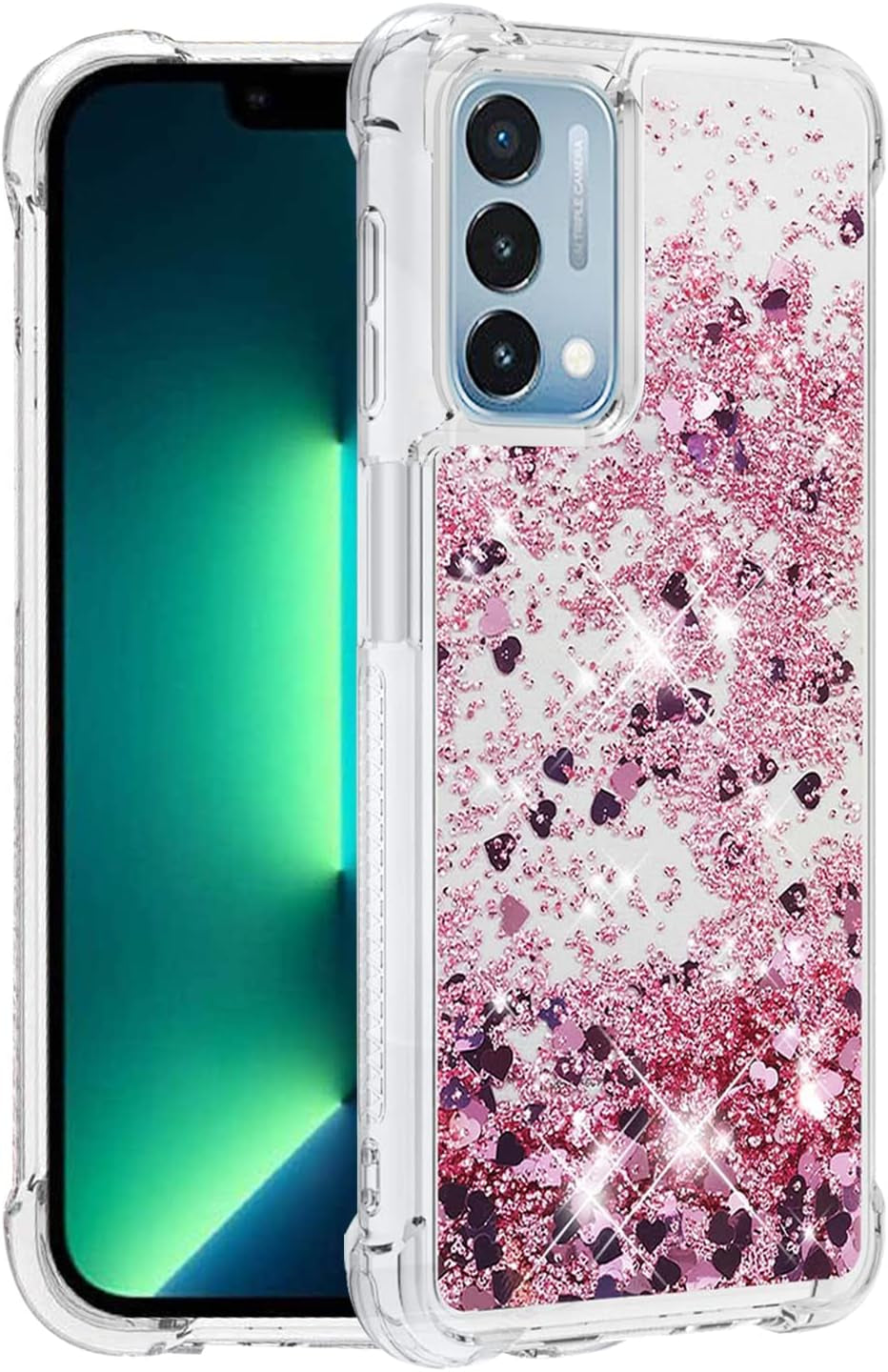 Yarxiawin Comepatible with Oneplus Nord N200 5G Case Glitter Sparkle Gold, Luxury Oneplus Nord N200 5G Phone Case Silicone Shiny Bumper Protective Case Anti-Scratch Cover (Blue)  Yarxiawin Rose Gold  