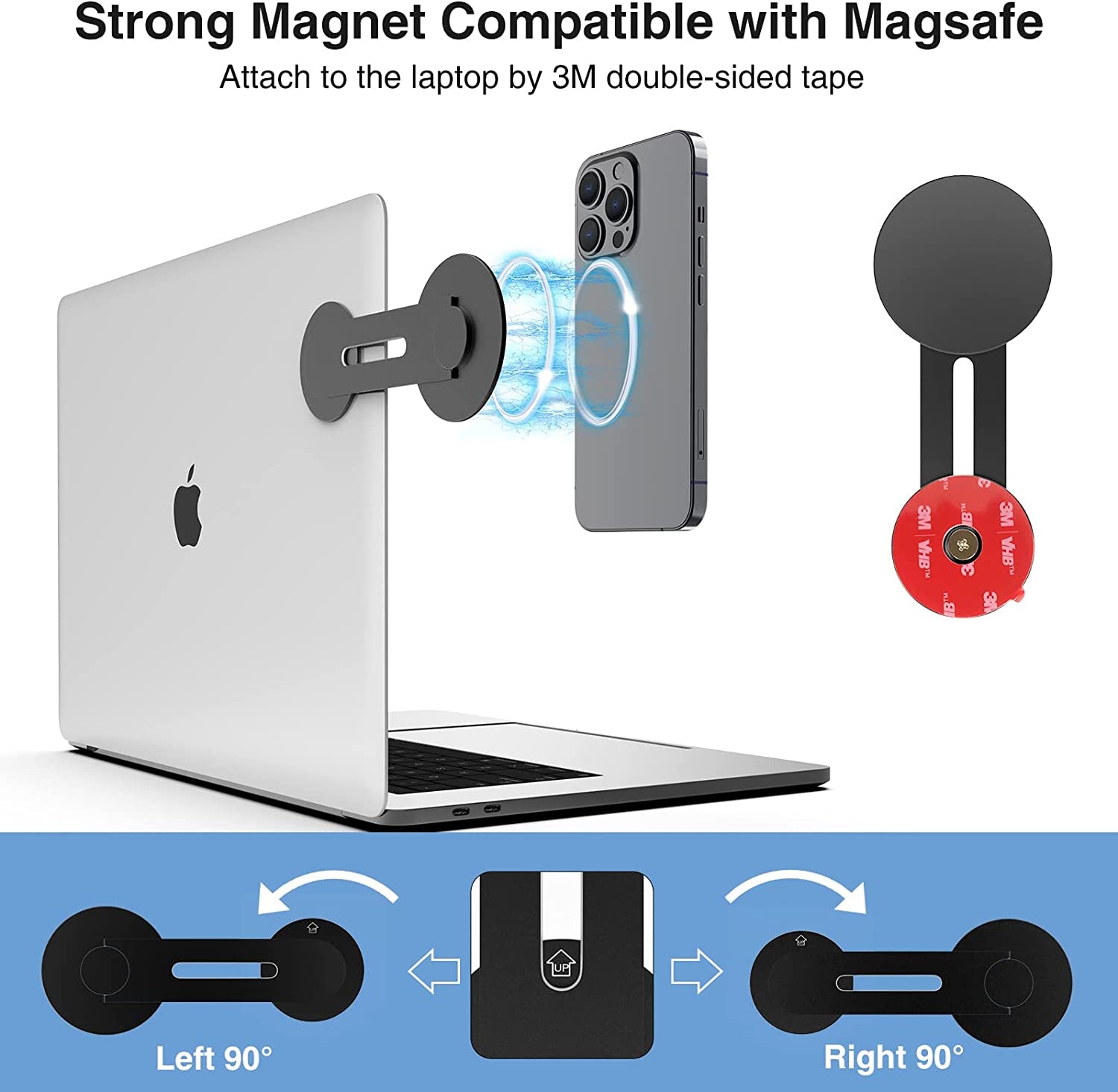 Continuity Magnetic Laptop Phone Holder - 180° Adjustable Continuity Camera Adapter Compatible with Magsafe for Ios 16 & Macos Ventura, Macbook Mount Computer Monitor Expansion Bracket for Smartphone  Continuity Camera Mount Factory   
