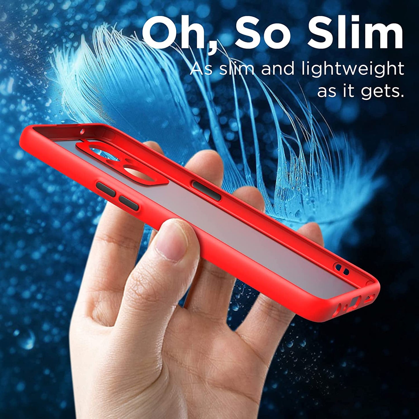 MAKAVO Slim Fit for Oneplus Nord N20 5G Case with Screen Protector [Ultra Thin] [Camera Cover] Full Protection Flexible Bumper Hard Matte PC Back Cover for One plus N20 5G (Red)  MAKAVO   