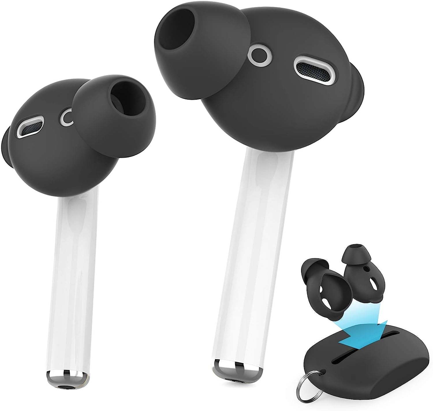 Ahastyle 4 Pairs Airpods Ear Tips Silicone Earbuds Cover Compatible with Apple Airpods (2 Pair Large & 2 Pairs Small, Black)  AHASTYLE Black 3 Pairs Small 