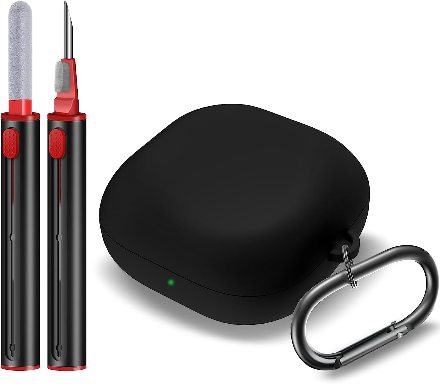 MOLOVA Silicone Case Compatible with Samsung Galaxy Buds 2 Pro/Galaxy Buds 2/ Galaxy Buds Pro/Galaxy Buds Live Case,Black  MOLOVA Black+Pen Black  