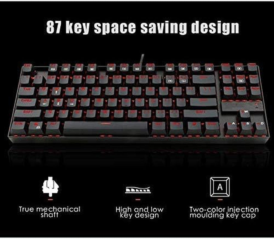 Mechanical Gaming Keyboard 87-Key RGB LED Backlit USB Wired Multi-Media Keyboard for Pc/Mac/Ipad/Iphone/Smartphone/Laptop  HAWK LI   