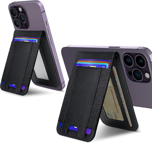 Miroddi Magsafe Wallet Stand - Magnetic Wallet with Adjustable Stand, Magsafe Card Holder for Iphone 14/14 Plus/14 Pro/14 Pro Max and 13/12 Series, Open ID Window, Fits 9 Cards, Vegan Leather, Black  Miroddi   