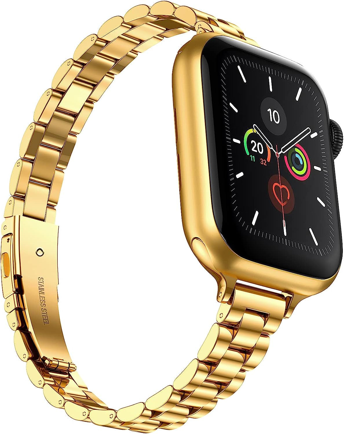 Fitlink Metal Band Compatible for Apple Watch Series 8 7 6 5 4 3 2 1 SE Apple Watch Ultra, Stainless Steel Waterproof Apple Watch Band for Apple Watch 38Mm 40Mm 41Mm 42Mm 44Mm 45Mm 49Mm for Women Men  Fitlink Gold-S 42/44/45/49 mm 