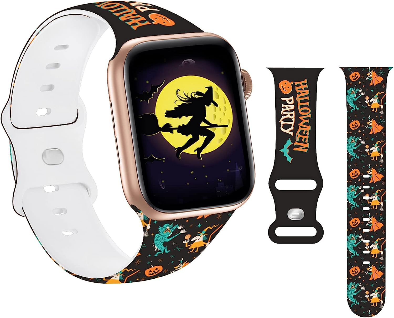 HYHMXB Chic Breathable Character Halloween Bands Compatible with Apple Watch 42Mm 44Mm 45Mm M/L,Grade Soft Silicone Sports Wristband Strap for Iwatch SE & Series 7/6/5/4/3/2/1 (Item 2)  HYHMXB Item 3 42mm/44mm/45mm M/L 