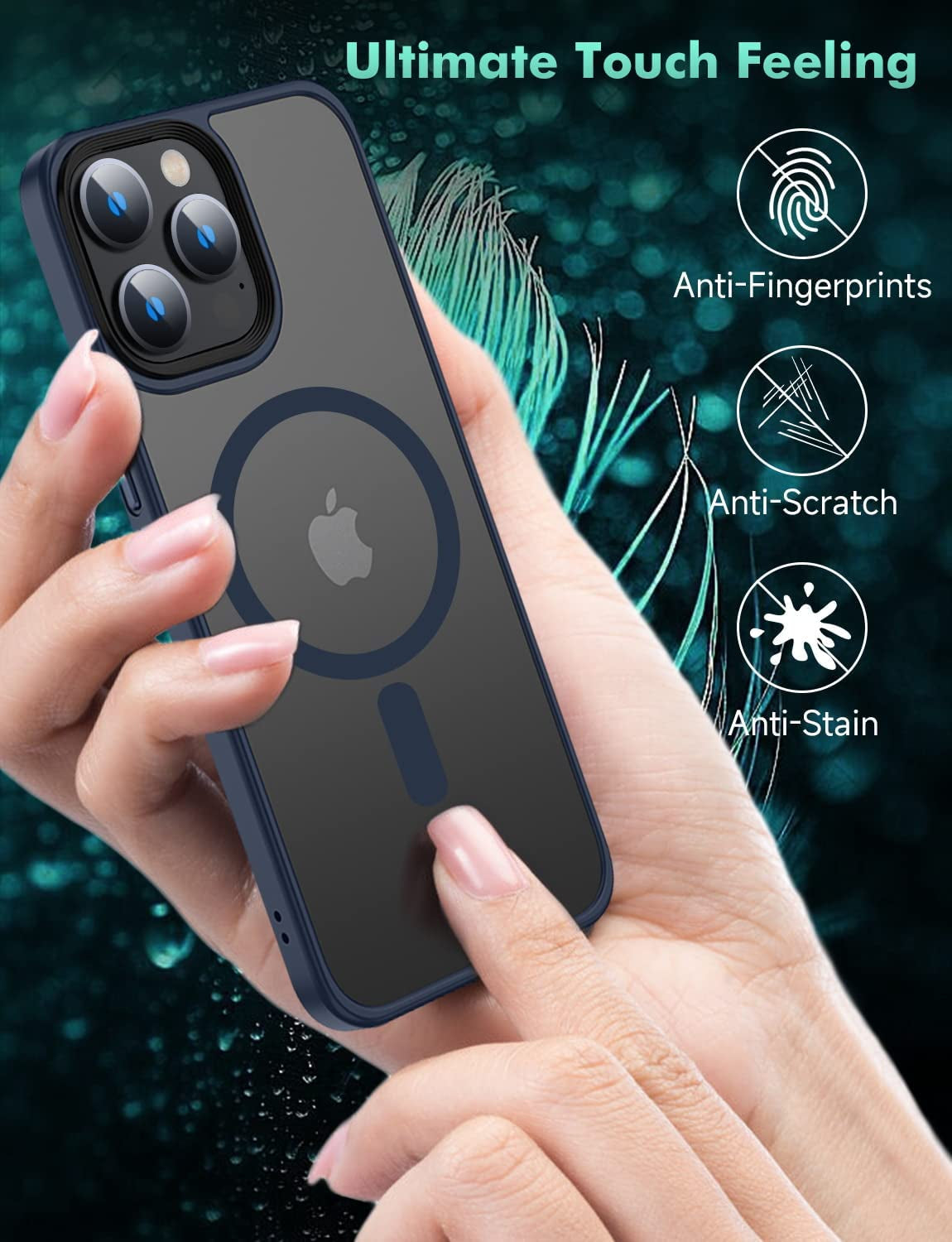 Mgnaooi Magnetic Case for Iphone 14 Pro Case [Mil-Grade Drop Tested & Compatible with Magsafe] Translucent Matte Back with Aluminum Alloy Keys, Shockproof 14 Pro Phone Case 6.1 Inch, Blue  Mgnaooi   