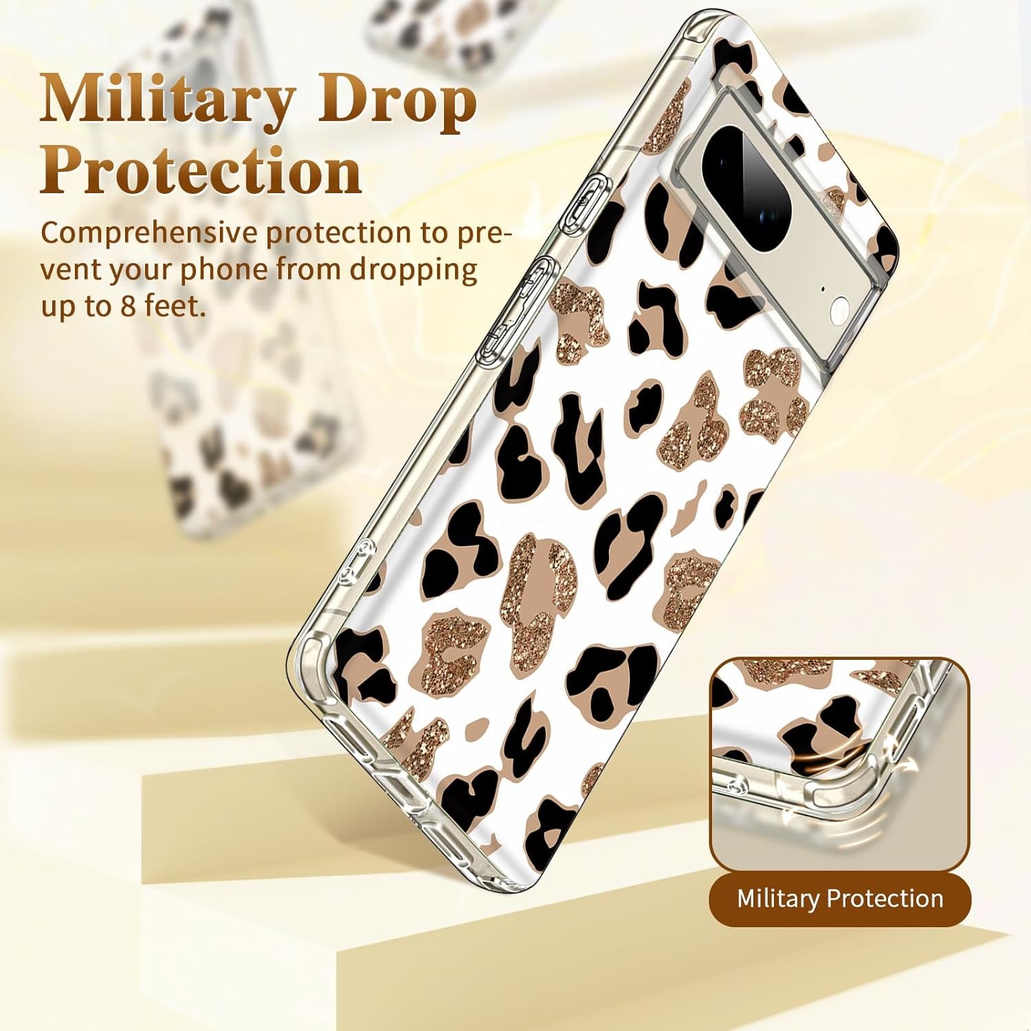 Compatible for Google Pixel 7A Case Silicone Clear TPU Cute Leopard Rose Flower Pattern Cartoons Design Ultra Thin Anti-Scratches Cases Shockproof Bumper Cover Case for Google Pixel 7A 5G (A-Leopard)  Gxmeuie   