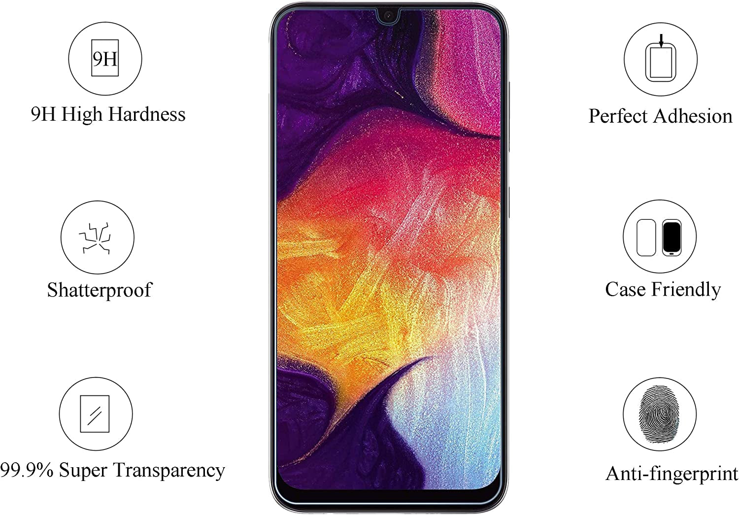 Ailun Screen Protector for Samsung Galaxy A50,A30,A50S,A30S,A40,M30,M31 Tempered Glass Screen Protector 3Pack 9H Hardness 2.5D Edge,Case Friendly  siania   