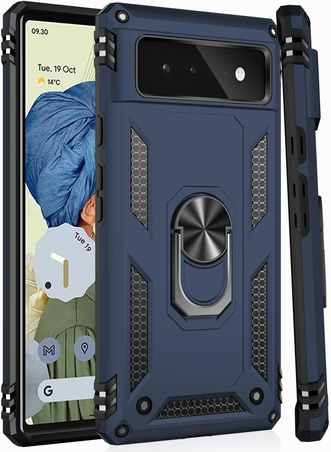 IKAZZ Suitable for Google Pixel 6 Case,Military Grade Shockproof Heavy Duty Protective Phone Case Pass 16Ft Drop Test with Magnetic Kickstand Car Mount Holder for Google Pixel 6 Blue  IKAZZ   