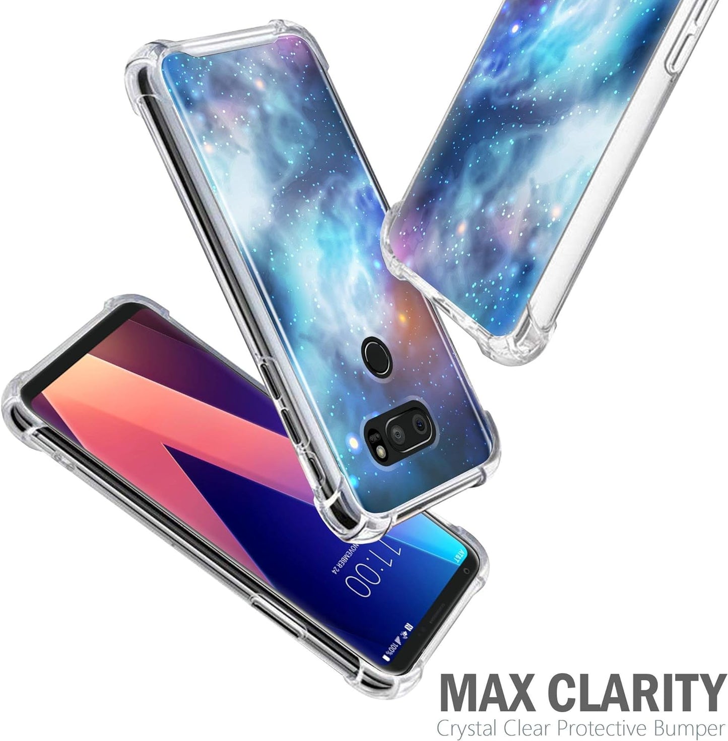 Casesondeck Case Compatible with [LG V30S Thinq and LG V30] Slim Precise Fit TPU Case, Scratch Protection Unique Design (Blue Galaxy)  CasesonDeck   