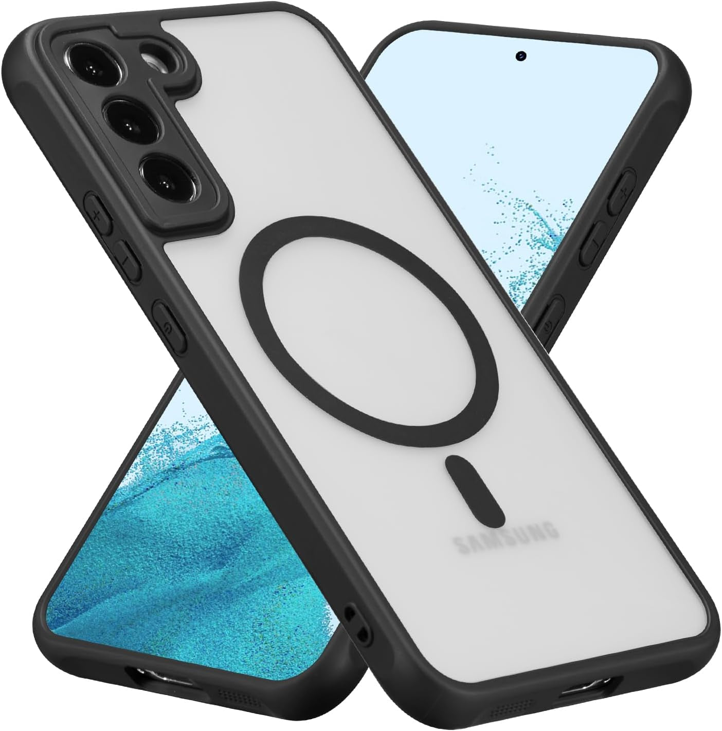 RALEAVO Magnetic for Samsung Galaxy S22 Case [Compatible with Magsafe] Slim Frosted Matte Case Cover Translucent Hard PC Back Military Drop Protection Phone Case for Girls&Boys,Black  RALEAVO   