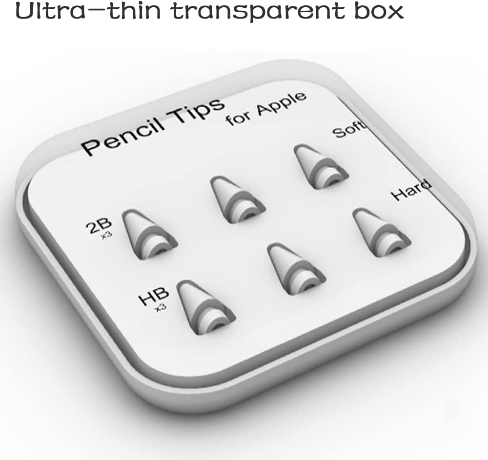 Pencil Tips for Apple Pencil 1St / 2Nd Generation & Logitech Crayon - Soft and Hard, Double Layered Ipad Pencil Tip, Used for 3 Years - 6 Pack  Peilinc   