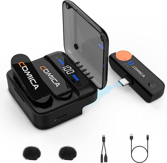 Comica Vimo S USB Wireless Microphone for Smartphone, Wireless Lavalier Microphone with Noise Reduction, 5HR Battery Life, Monitor, 656FT Range, Mic for PC Video Recording Vlog Live Streaming Youtube  comica   