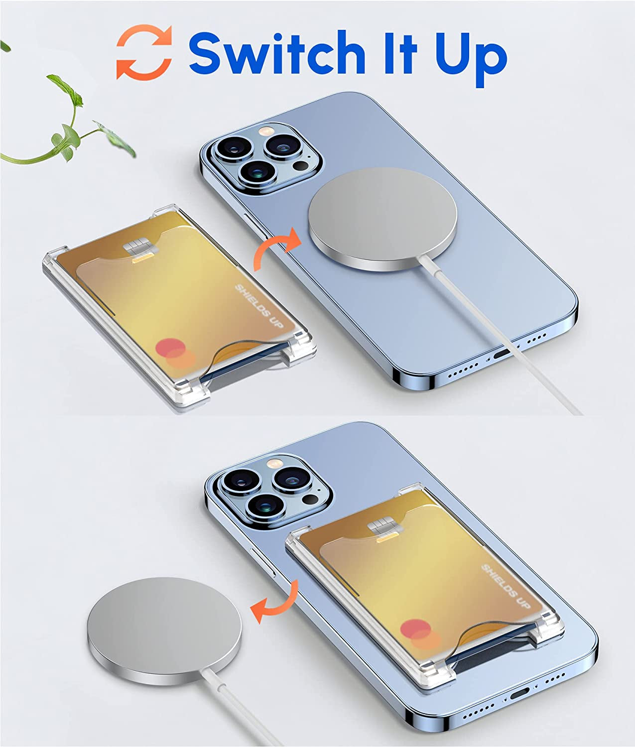 Shields up for Magsafe Wallet Magnetic Card Holder Compatible with Iphone 14/14 Pro/14 Plus/14 Pro Max and Iphone 13/12 Series, Slim 3 Card Slot (Clear)  Shields Up Inc   