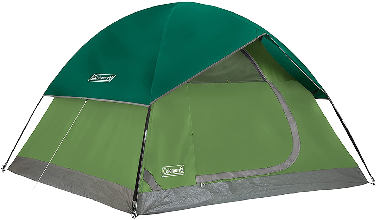 Coleman Sundome Camping Tent, 2/3/4/6 Person Dome Tent with Easy Setup, Included Rainfly and Weathertec Floor to Block Out Water, 2 Windows and 1 Ground Vent for Air Flow with Charging E-Port Flap  The Coleman Company, Inc. Spruce Green 2 Person 