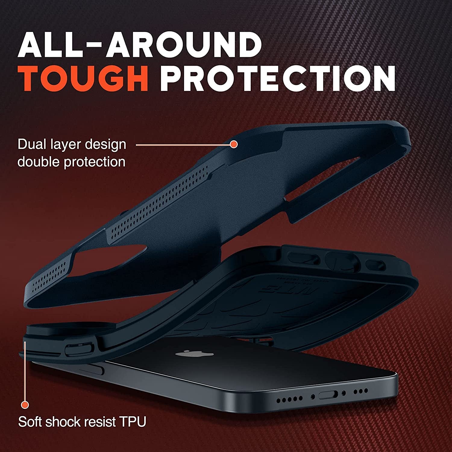 NTG Shockproof Designed for Iphone 13 Case [2 Layer Structure Protection] [Military Grade Anti-Drop] Lightweight Shockproof Protective Phone Case for Iphone 13 6.1 Inch, Blue  NTG   