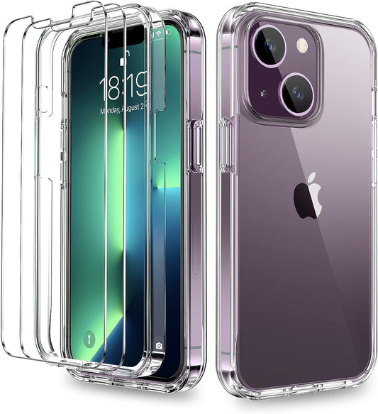 COOLQO 6In1 Compatible for Iphone 14 plus Case 6.7 Inch, with [2 X Tempered Glass Screen Protector + 2 X Camera Lens Protector + Phone Stand] Clear 360 Full Body 14 Ft Shockproof Protective Cover  COOLQO   
