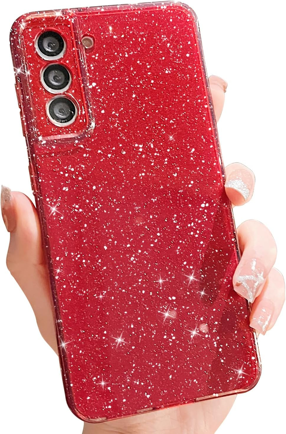 MINSCOSE Compatible with for Samsung Galaxy S21 Ultra Case,Cute Neon Bright Color,Glitter Bling Thin Slim Shockproof Silicone Sparkly Case, Soft TPU Phone Case for Women Girl-Hot Pink  MINSCOSE Wine Red S21 