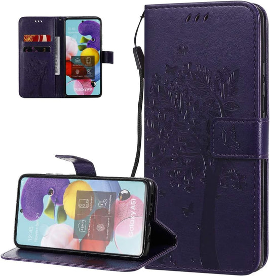 LEMAXELERS Google Pixel 4A 5G Case Embossed Wallet Shockproof Case Flip Premium PU Leather Magnetic Card Slots with Stand Cover for Google Pixel 4A 5G / Pixel 5 XL Wishing Tree Purple KT  LEMAXELERS   